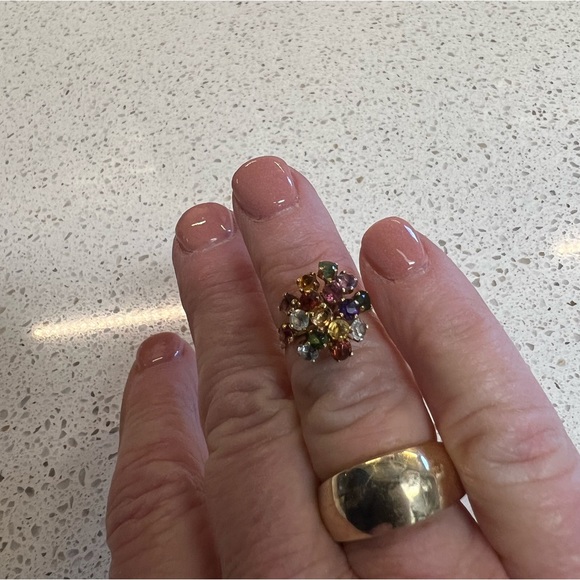 Custom Made Solid 18K Multi Semi Precious Stone Ring - Picture 3 of 5